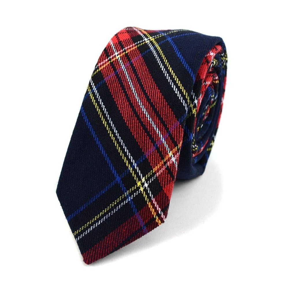 Men's Plaid Flannel 2.25" Cotton Slim Neck Tie